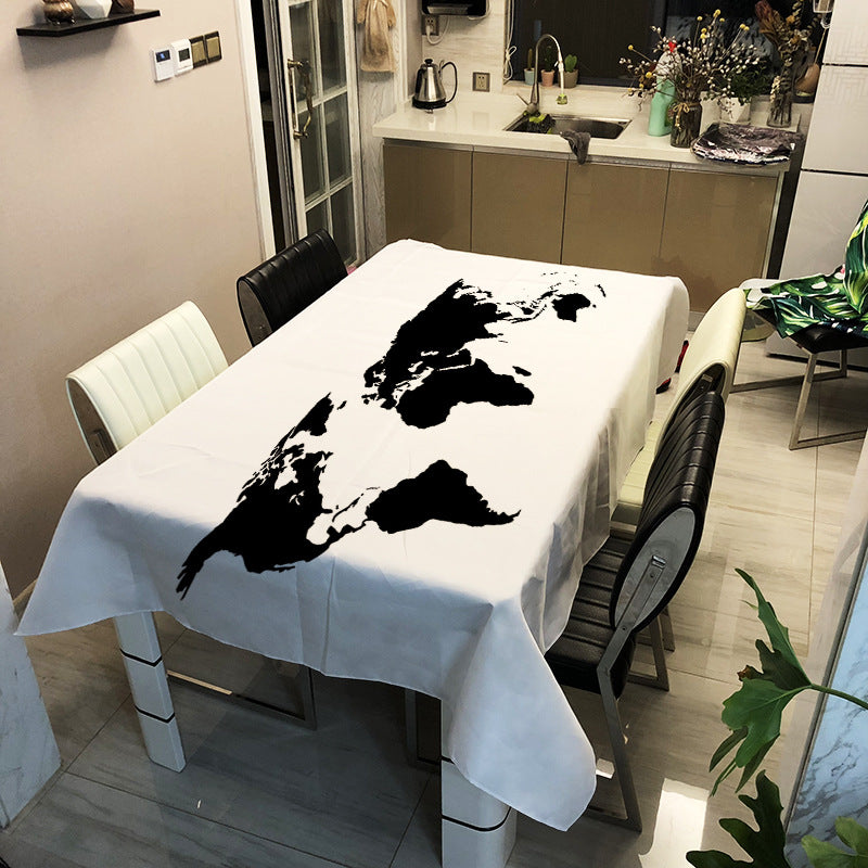 World map digital printing polyester waterproof tablecloth