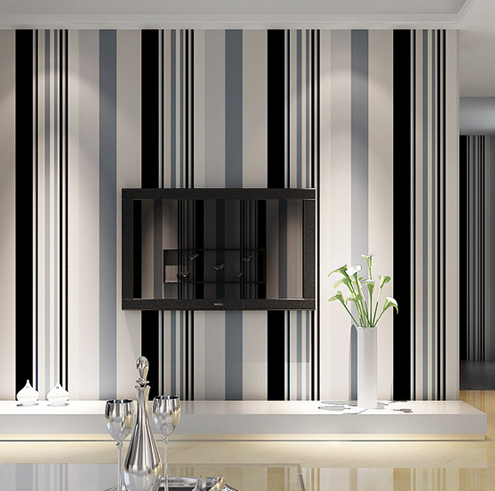 Striped non-woven wallpaper