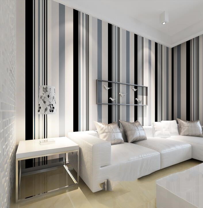 Striped non-woven wallpaper