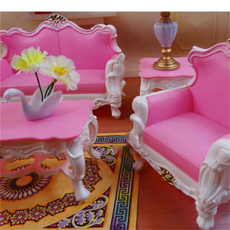 Furniture Living Room Sofa Coffee Table Play House Toy Set