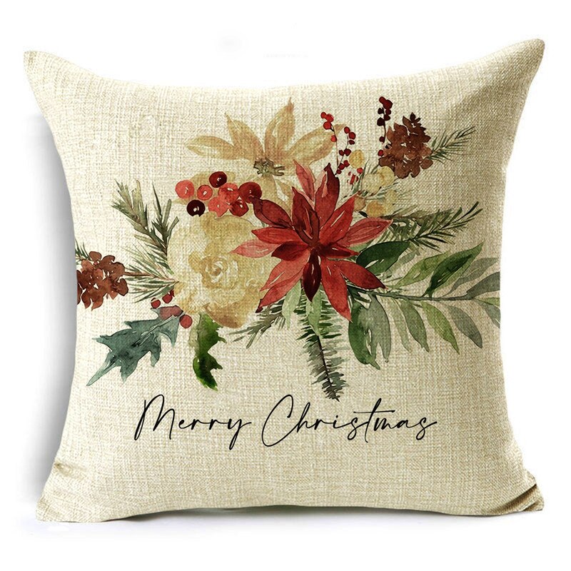 Linen Christmas Throw Pillow Cover