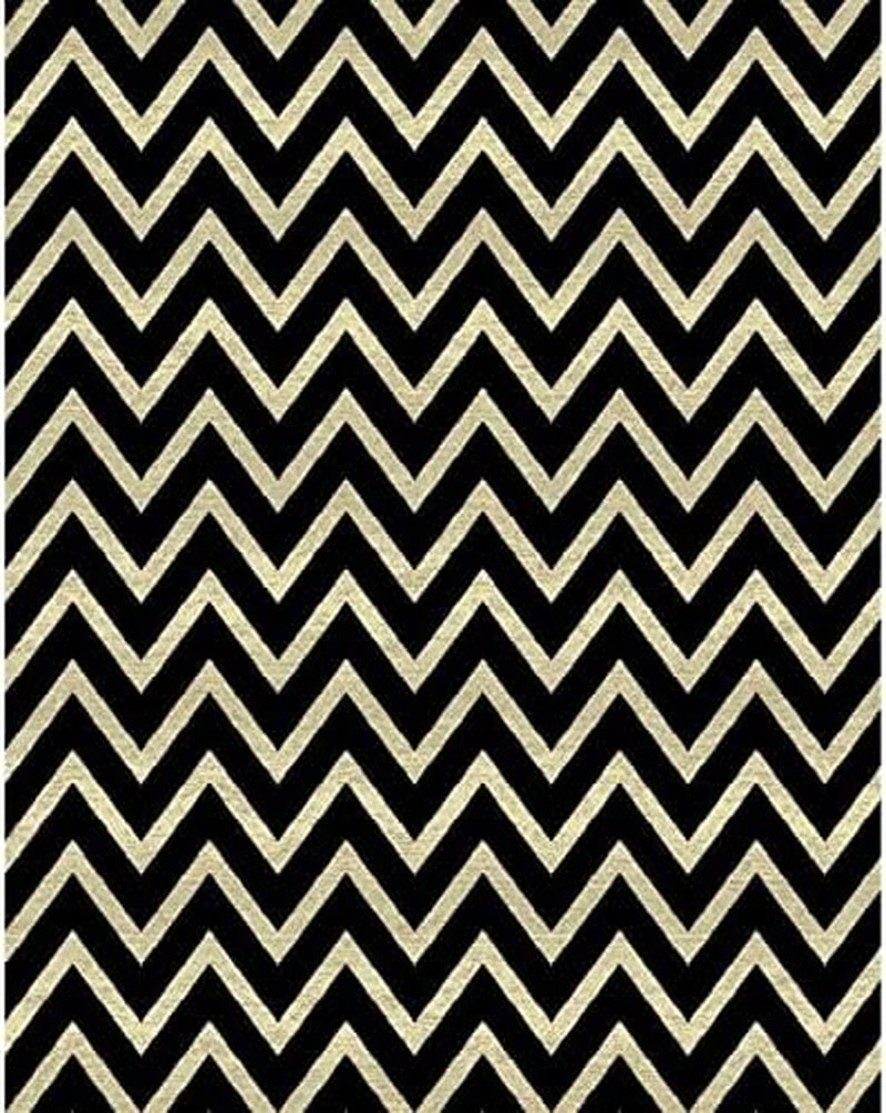 Premium Zig Zag Area Rug Stylish and Durable Living Room Bad Room Rug Pet-Friendly Design Easy-Clean Rug Long-Lasting Rug for Baby Large Black - 8X10