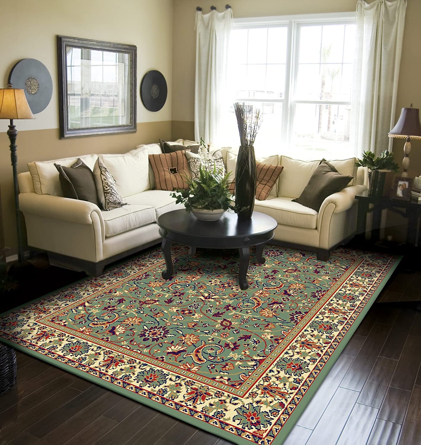 Traditional Area Rugs for Living Room 8X10 Green Large Rugs for Dining Room Clearance 8 by 10 Rugs