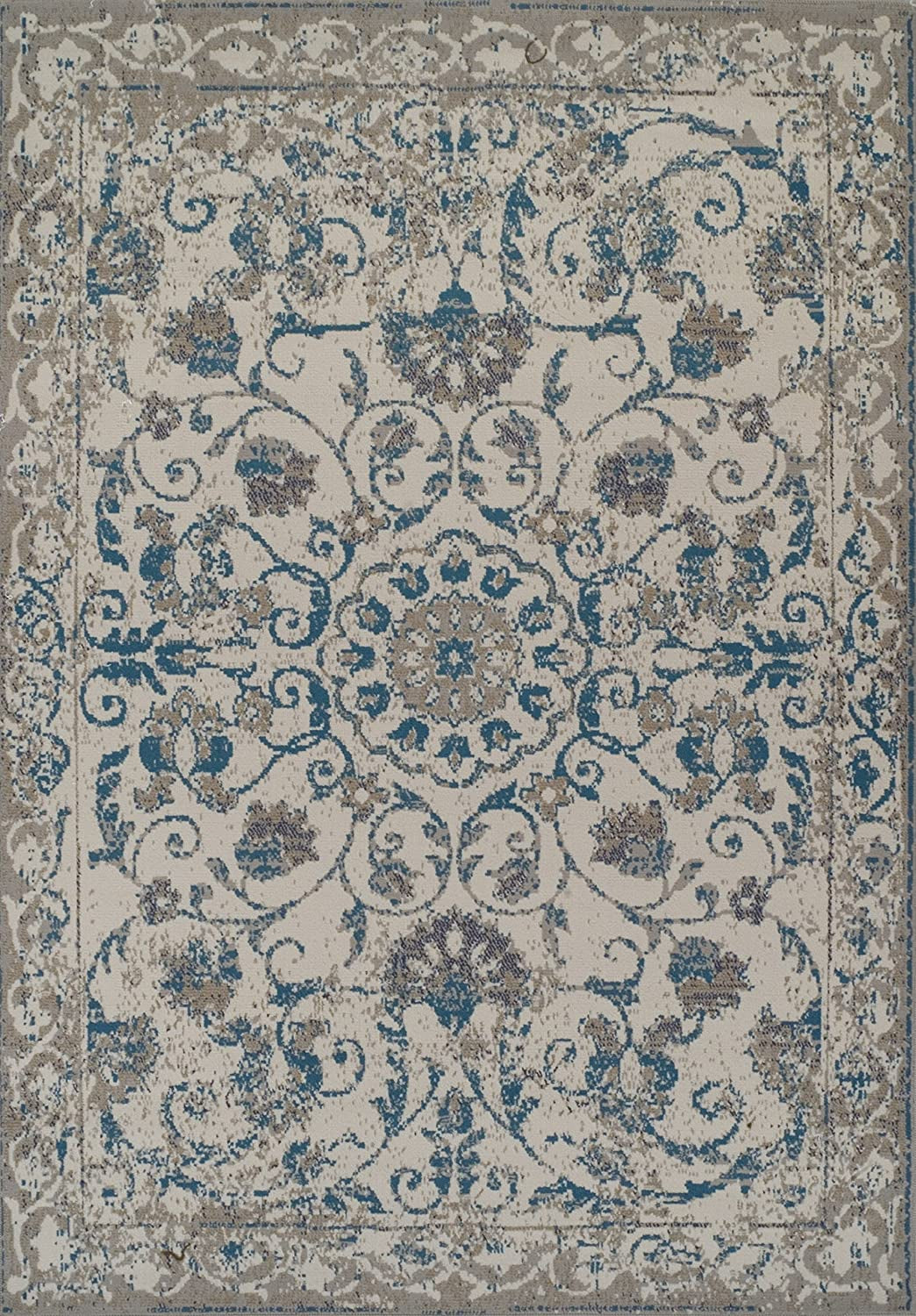 Traditional Vintage Area Rug Distressed Rugs Blue 5X8 Rugs Blue Turquoise Grey Beige 5X7 Kitchen Floor Rug
